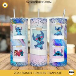 Disney Stitch Photo Frame 20oz Skinny Tumbler Sublimation PNG, Cute Lilo And Stitch Tumbler Template PNG Files