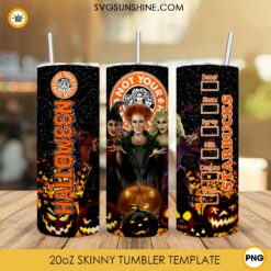 Hocus Pocus Starbucks 20oz Skinny Tumbler PNG, Sanderson Sisters Halloween Tumbler Template PNG