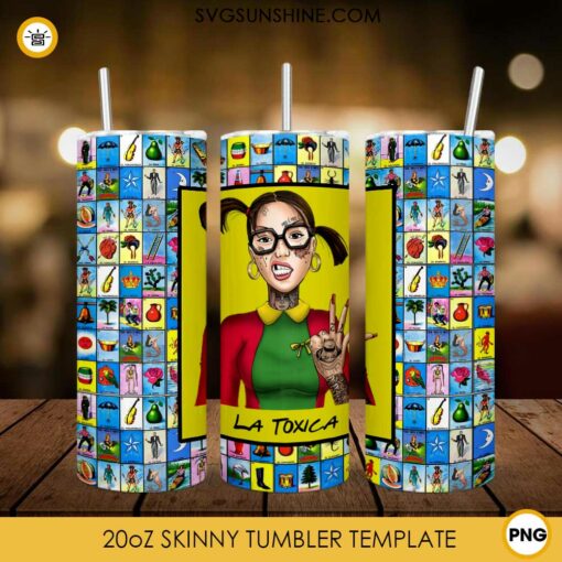 La Toxica 20oz Skinny Tumbler Sublimation PNG, The Toxic Tumbler Template PNG Download