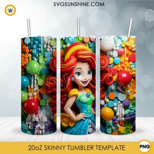 Merida Princess Balloons 3D 20oz Skinny Tumbler Sublimation PNG Design