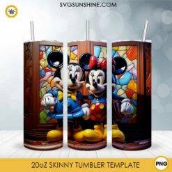 Mickey And Minnie Mouse 3D 20oz Skinny Tumbler Sublimation PNG Design
