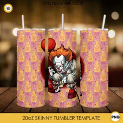 Pennywise 20oz Skinny Tumbler Sublimation PNG, You'll Float Too Tumbler Template PNG