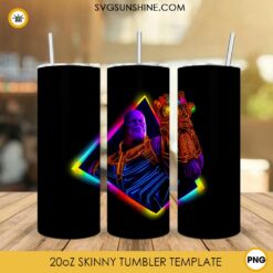 Thanos Neon 20oz Skinny Tumbler Sublimation PNG, Avengers Infinity War Tumbler Template PNG Designs