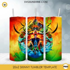 Thor Ragnarok 20oz Skinny Tumbler Sublimation PNG, Avenger Superhero Tumbler Template PNG Download