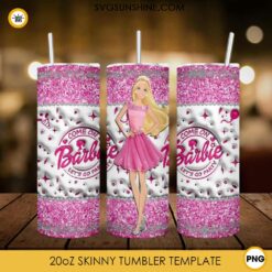 Barbie Doll Blonde Hair 20oz Skinny Tumbler Design PNG, Let's Go Party Barbie Tumbler Template PNG