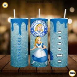 Alice Disney Princess Starbucks Coffee 20oz Skinny Tumbler Wrap PNG, Alice In Wonderland Tumbler PNG Digital Download