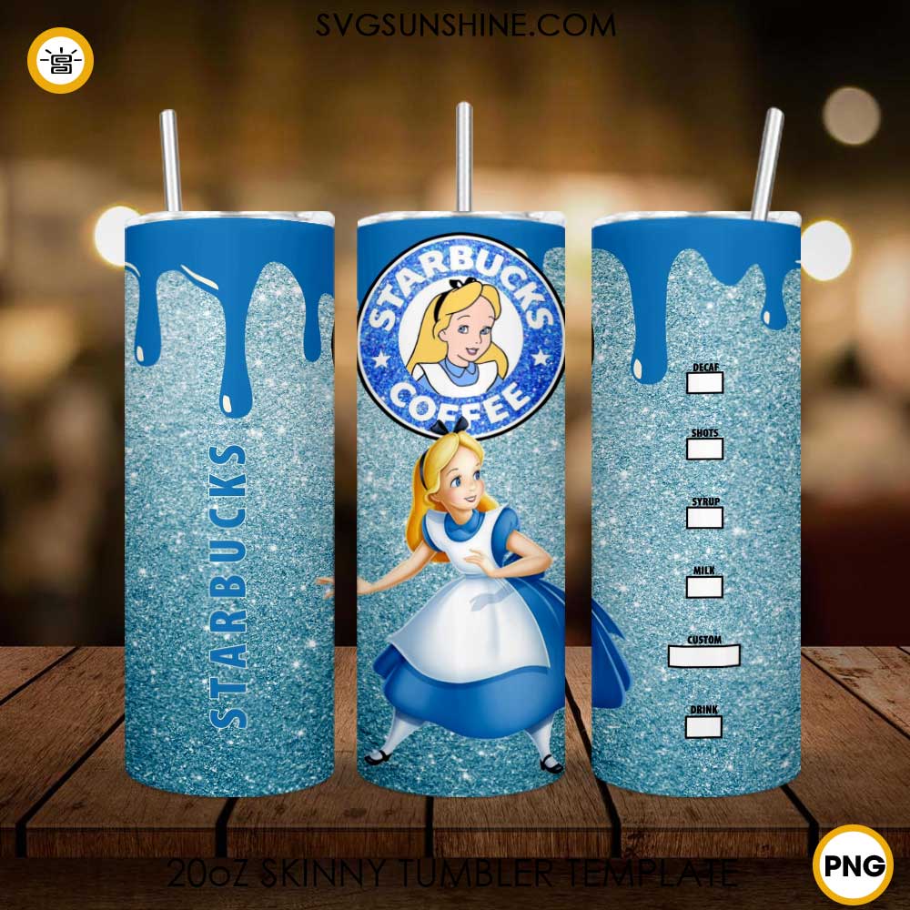 Alice In Wonderland 20oz Skinny Tumbler Template PNG