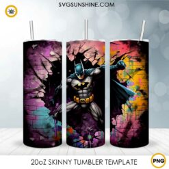 Batman 20oz Skinny Tumbler Wrap PNG, DC Hero Tumbler Template PNG Design