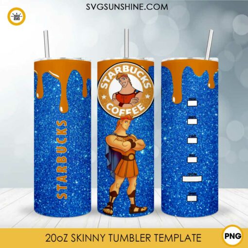 Disney Hercules Starbucks Coffee 20oz Skinny Tumbler Wrap PNG Digital File