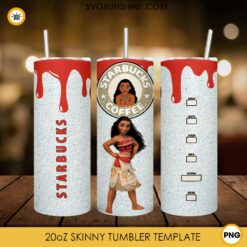 Disney Moana Starbucks Coffee 20oz Skinny Tumbler Wrap PNG Design Download