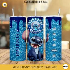 Disney Stitch Starbucks Coffee 20oz Skinny Tumbler Wrap PNG Design File