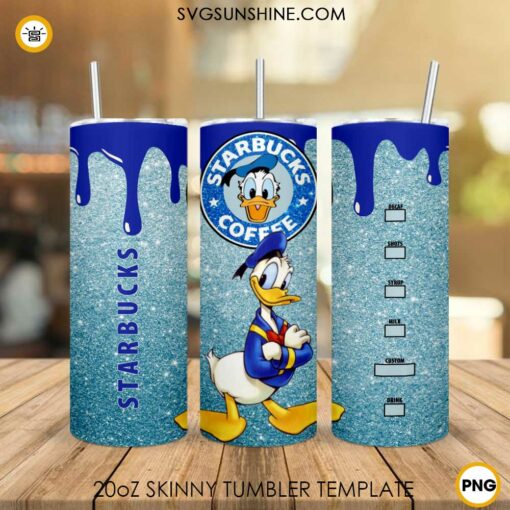 Donald Duck Starbucks Coffee 20oz Skinny Tumbler Wrap PNG Design Download