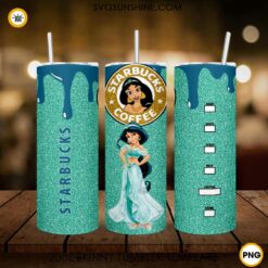 Jasmine Princess Starbucks Coffee 20oz Skinny Tumbler Wrap PNG, Disney Aladdin Princess Tumbler Template PNG Design