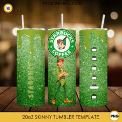 Peter Pan Starbucks Coffee 20oz Skinny Tumbler Wrap PNG, Disney Cartoon Tumbler Template PNG Design