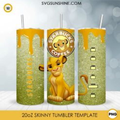 Simba Kid Starbucks Coffee 20oz Skinny Tumbler Wrap PNG, The Lion King Tumbler Template PNG Design