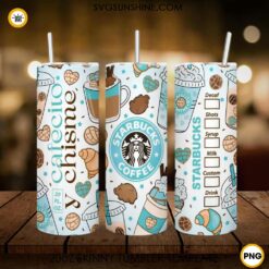 Starbucks Coffee 20oz Skinny Tumbler Wrap PNG, Cafecito Y Chisme Tumbler Template PNG Design