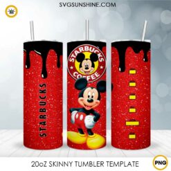 Mickey Mouse Starbucks Coffee 20oz Skinny Tumbler Wrap PNG Design Download