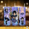 Cute Wednesday Addams Cartoon 20oz Skinny Tumbler Wrap PNG, Wednesday And Enid Sinclair Tumbler Template PNG Design