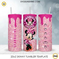 Minnie Mouse Starbucks Coffee 20oz Skinny Tumbler Wrap PNG Digital Download