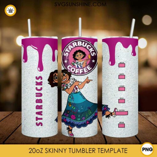 Mirabel Madrigal Starbucks Coffee 20oz Skinny Tumbler Wrap PNG, Encanto Tumbler Template PNG Design