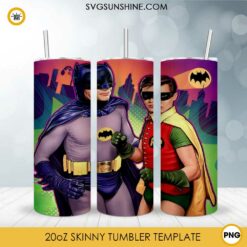 Batman And Robin 20oz Skinny Tumbler Wrap PNG, DC Comics Tumbler Template PNG Design