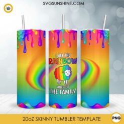 I Am The Rainbow Sheep Of The Family 20oz Skinny Tumbler Wrap PNG, Funny LGBT Tumbler Template PNG