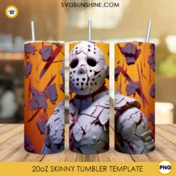 Jason Voorhees 3D 20oz Skinny Tumbler Wrap PNG, Friday The 13th Halloween Horror Movie Tumbler Template PNG Design