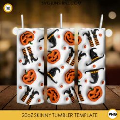 Pumpkin Halloween 3D Inflated 20oz Skinny Tumbler Wrap PNG Design