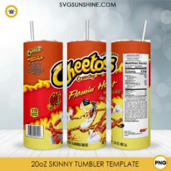 Cheetos Flamin Hot 20oz Skinny Tumbler Wrap PNG Design Download
