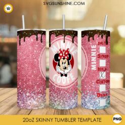 Disney Minnie Mouse Coffee Starbucks 20oz Skinny Tumbler Wrap PNG