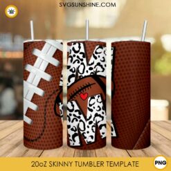 Football Mom Leopard 20oz Skinny Tumbler Wrap PNG, Football Mama Tumbler Template PNG Design