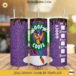Goofy Coffee Starbucks 20oz Skinny Tumbler Wrap PNG, Disney Starbucks Logo Tumbler Template PNG Design