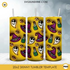 Halloween 3D Inflated 20oz Skinny Tumbler Wrap PNG Digital Download