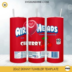 Air Heads 20oz Skinny Tumbler Wrap PNG, Candy Tumbler Template PNG Design
