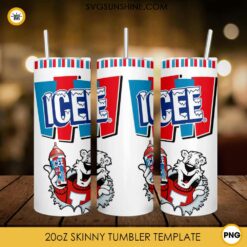 Icee 20oz Skinny Tumbler Wrap PNG, Ice Cream Tumbler Template PNG Design