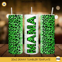 Leopard Mama Green 20oz Skinny Tumbler Wrap PNG Instant Download