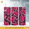 Leopard Pink Heart 3D Puff 20oz Skinny Tumbler Wrap PNG, Love Tumbler Template PNG Design