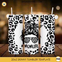 Mama Lightning Bolt 20oz Skinny Tumbler Wrap, Glitter Leopard Print Tumbler Sublimation Designs