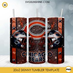 Chicago Bears Helmet 20oz Skinny Tumbler Sublimation Design PNG, Bears NFL Tumbler Template PNG Download
