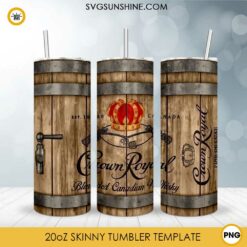 Crown Royal 20oz Skinny Tumbler Sublimation Design PNG, Whisky Tumbler Template PNG Download