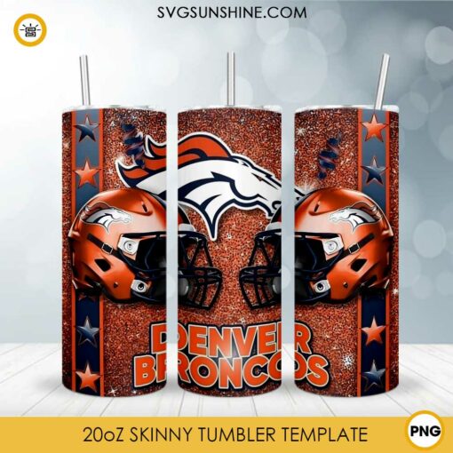 Denver Broncos Helmet 20oz Skinny Tumbler Sublimation Design PNG, Broncos NFL Tumbler Template PNG Download