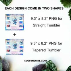 Disney Stitch Photo Frame 20oz Skinny Tumbler Sublimation PNG, Cute Lilo And Stitch Tumbler Template PNG Files