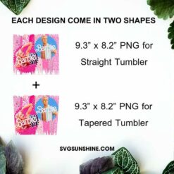 Barbie And Ken 20oz Skinny Tumbler Design PNG, Barbie Movie 2023 Tumbler Template PNG