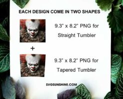 Pennywise 3D 20oz Skinny Tumbler Sublimation Design PNG, IT Clown Tumbler Template PNG Download