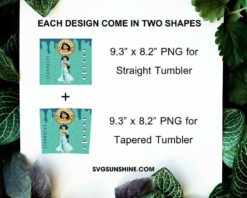 Jasmine Princess Starbucks Coffee 20oz Skinny Tumbler Wrap PNG, Disney Aladdin Princess Tumbler Template PNG Design