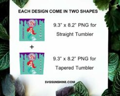 Princess Ariel Starbucks Coffee 20oz Skinny Tumbler Wrap PNG, The Little Mermaid Tumbler Template PNG Design
