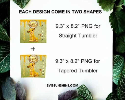 Simba Kid Starbucks Coffee 20oz Skinny Tumbler Wrap PNG, The Lion King Tumbler Template PNG Design