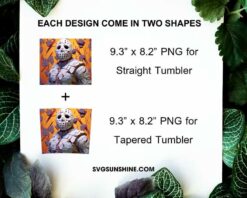 Jason Voorhees 3D 20oz Skinny Tumbler Wrap PNG, Friday The 13th Halloween Horror Movie Tumbler Template PNG Design