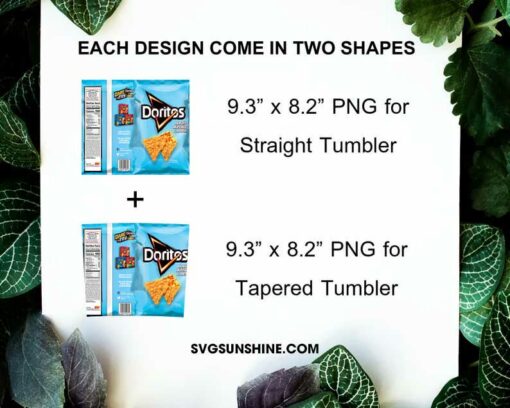 Doritos Blue 20oz Skinny Tumbler Wrap PNG, Snack Tumbler Template Design File