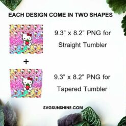 Hello Kitty With Strawberry 20oz Skinny Tumbler Wrap PNG, Cute Sanrio Cat Tumbler Template PNG Design